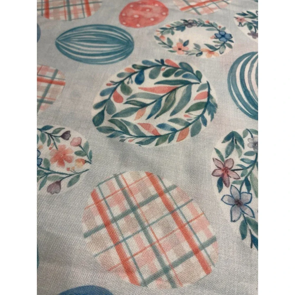 Cynthia Rowley Easter Egg Floral Tablecloth 60x102” EUC